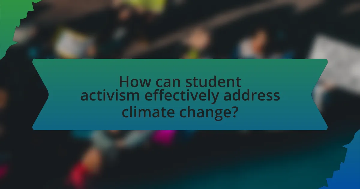 How can student activism effectively address climate change?