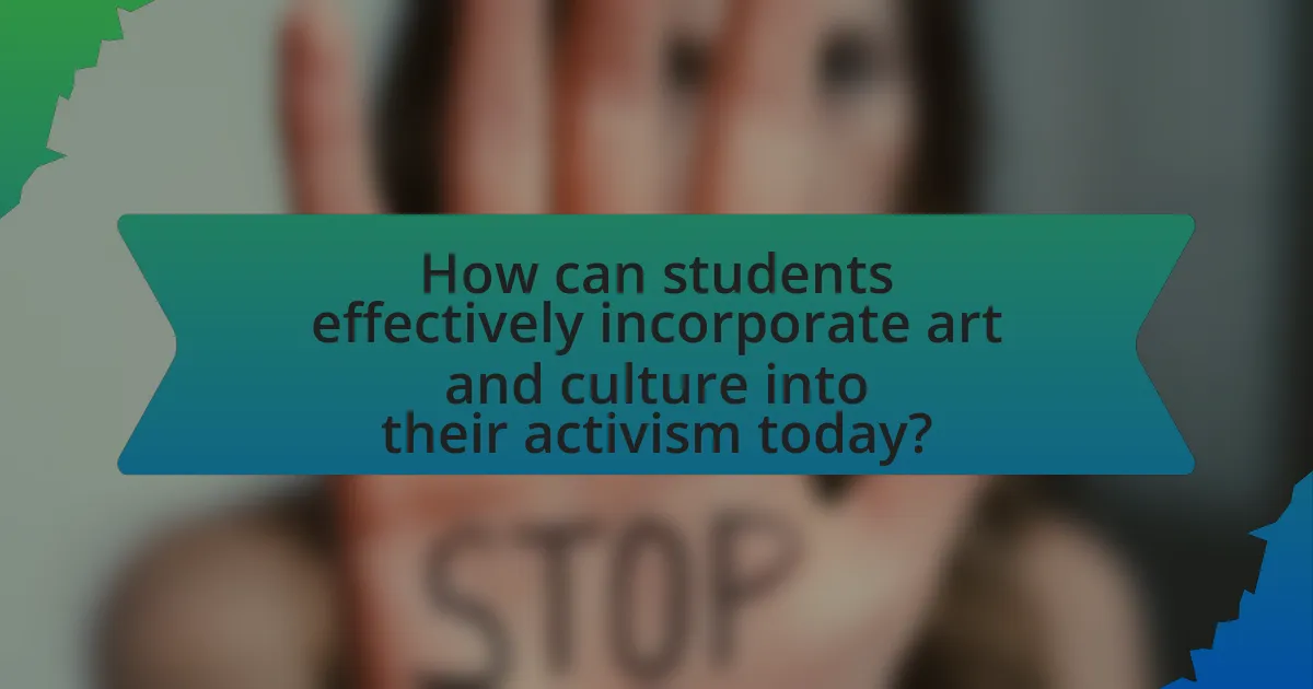 How can students effectively incorporate art and culture into their activism today?