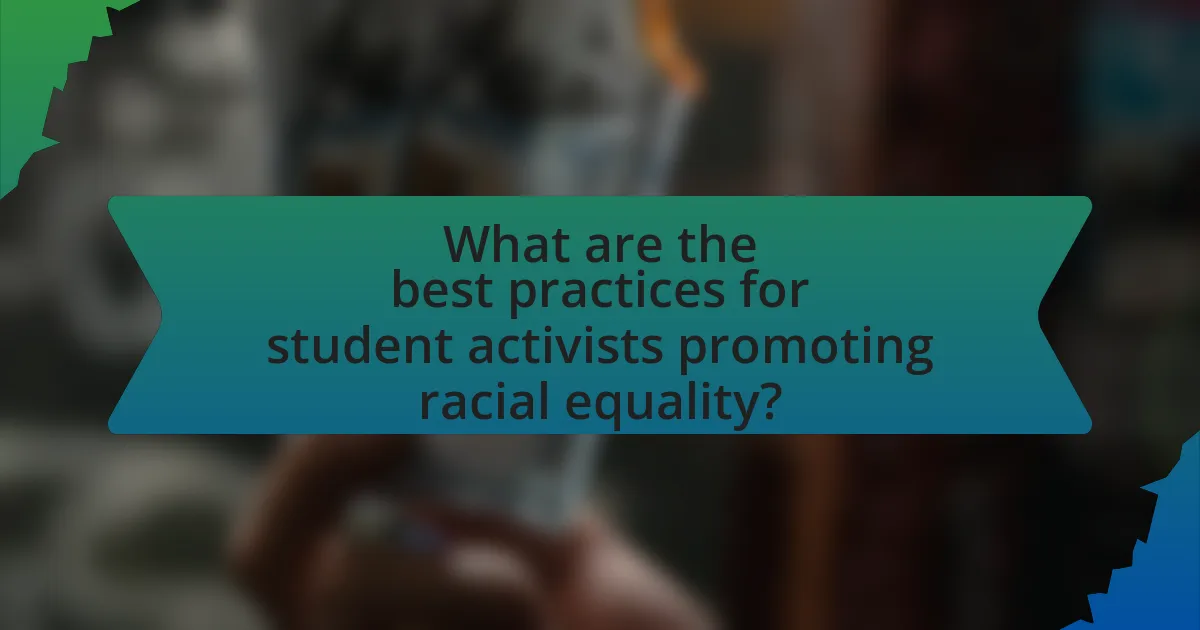 What are the best practices for student activists promoting racial equality?