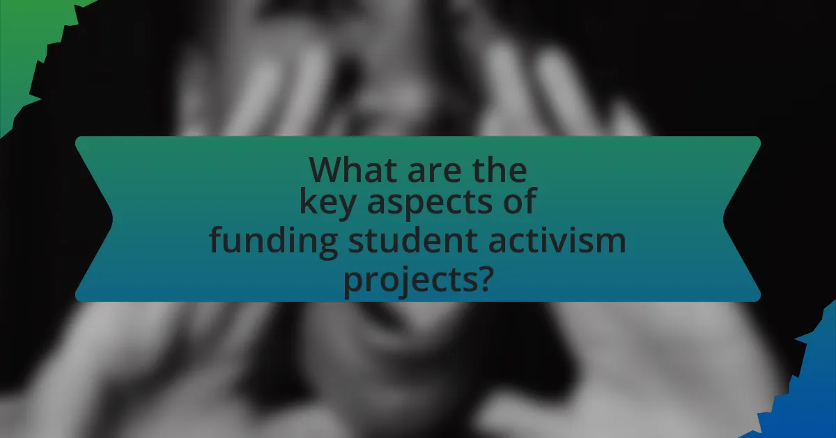 What are the key aspects of funding student activism projects?