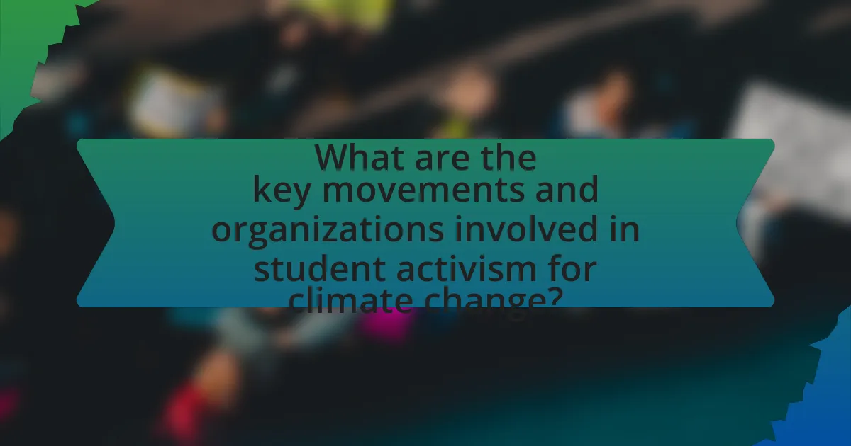 What are the key movements and organizations involved in student activism for climate change?