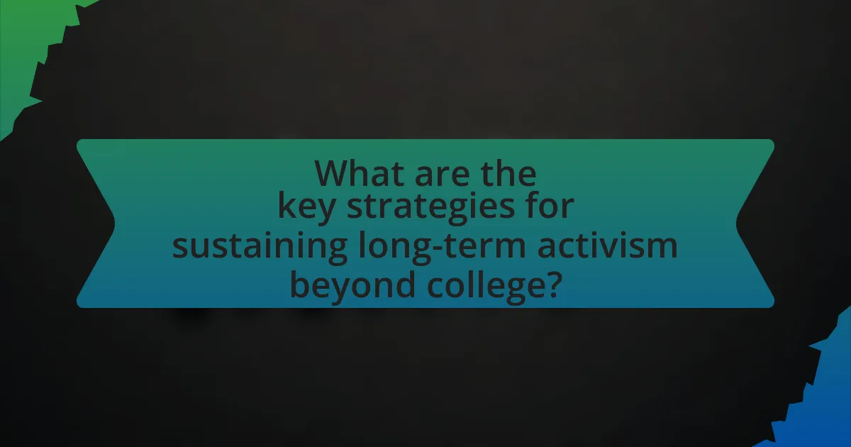 What are the key strategies for sustaining long-term activism beyond college?