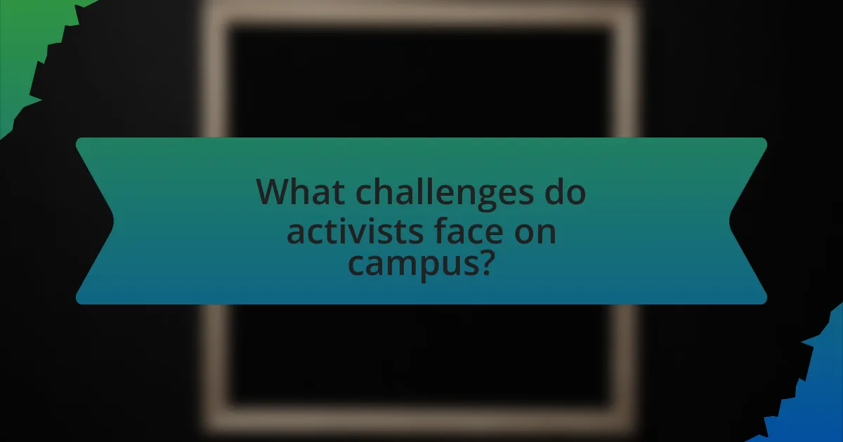 What challenges do activists face on campus?