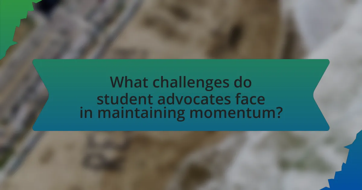 What challenges do student advocates face in maintaining momentum?