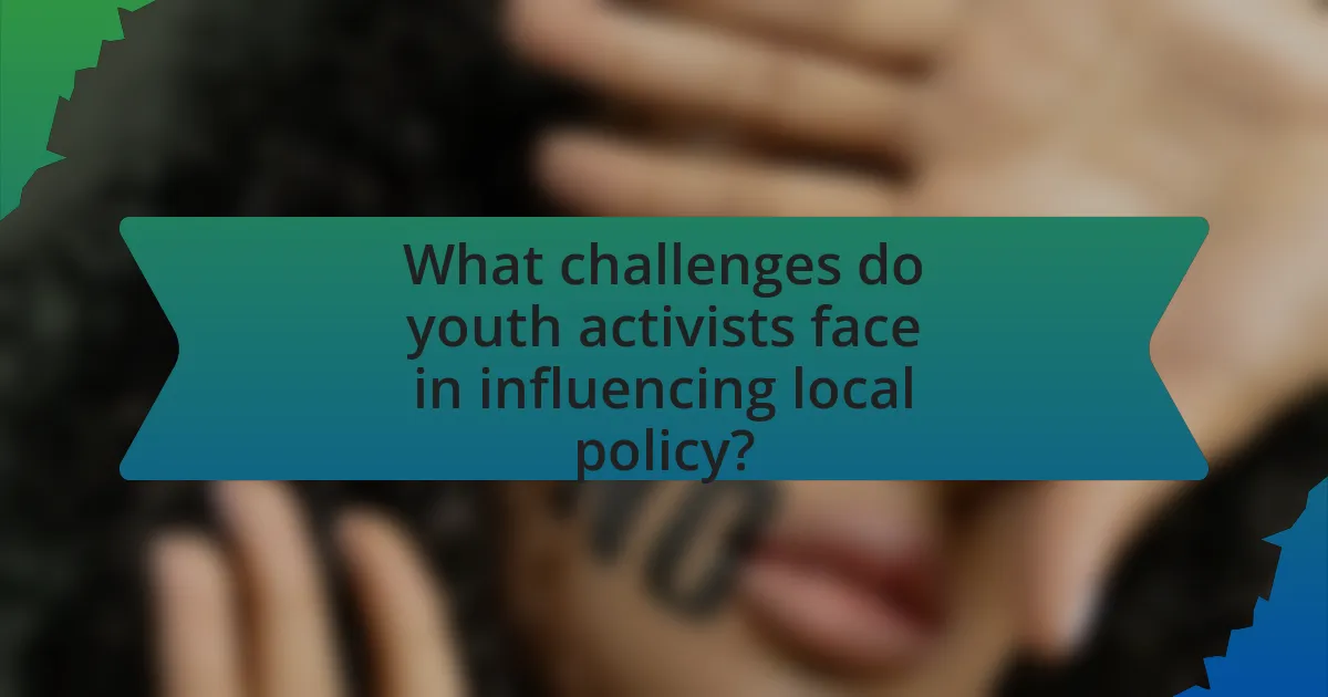 What challenges do youth activists face in influencing local policy?