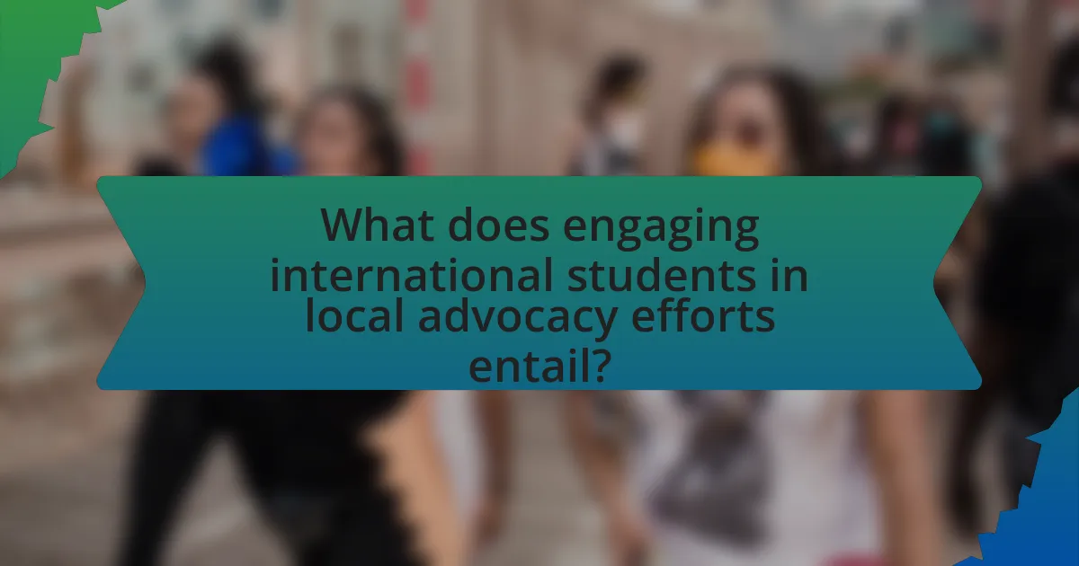 What does engaging international students in local advocacy efforts entail?