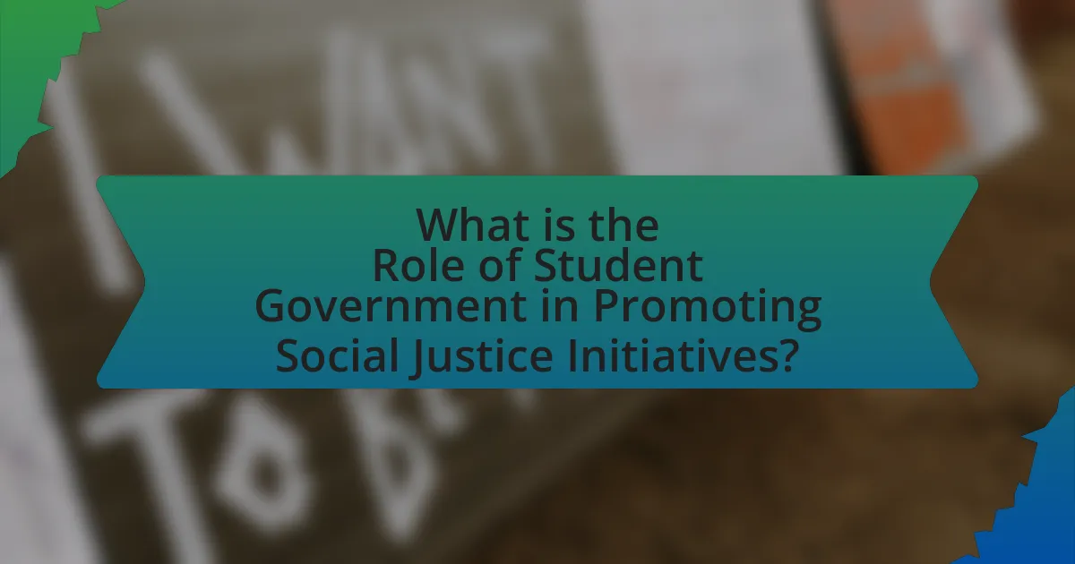 What is the Role of Student Government in Promoting Social Justice Initiatives?