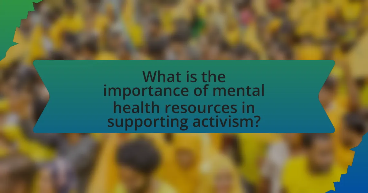 What is the importance of mental health resources in supporting activism?