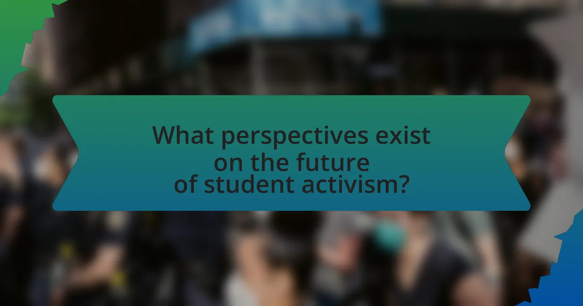 What perspectives exist on the future of student activism?